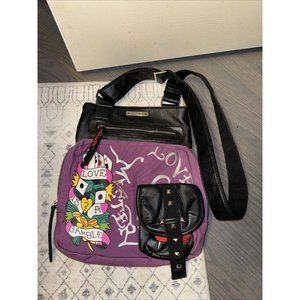 Ed Hardy Love Is A Gamble Purple Crossbody Bag Purple  Color